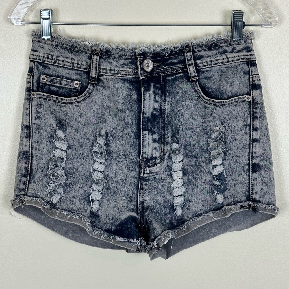 JUSTSO JEANS Grunge Acid Wash 90s Distressed fringed Shorts, size 9 (juniors)